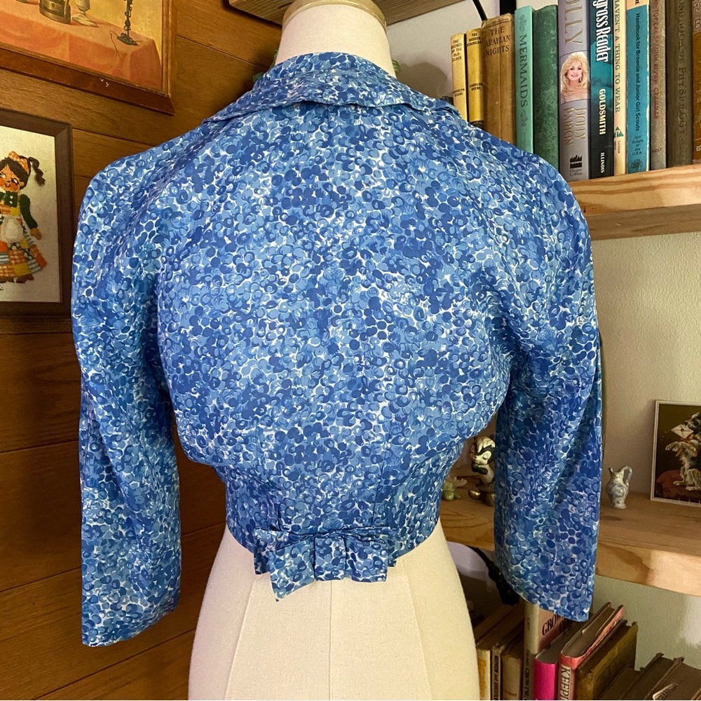 Vintage 1950s Cay Artley blue polka dot dress and jacket set - Picture 8 of 9
